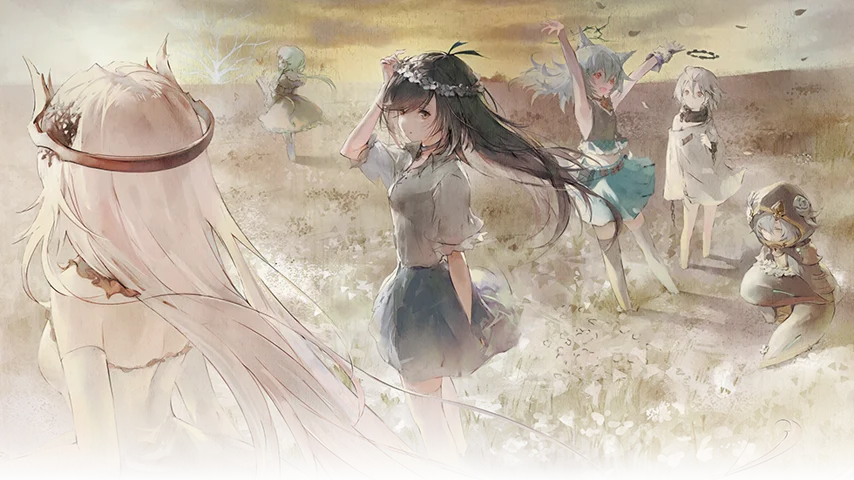 花畑にたたずむキャラクターたちのイメージビジュアル