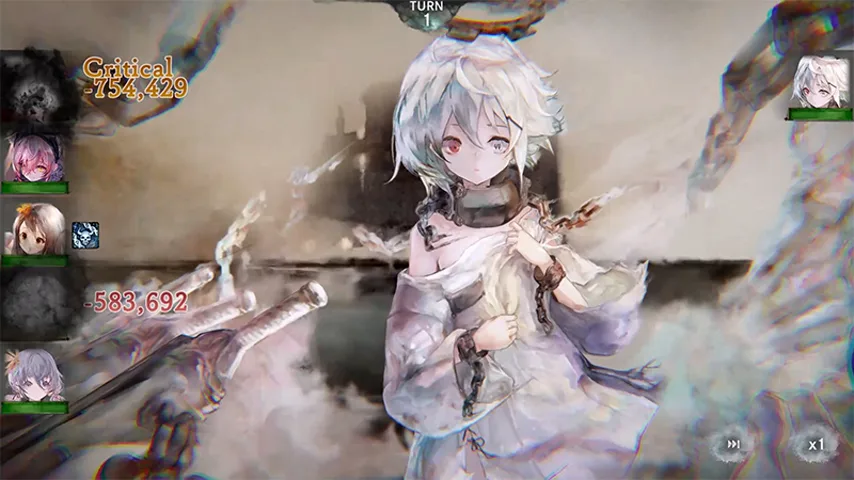 鎖に繋がれたクリファの魔女を描くバトルシーン
